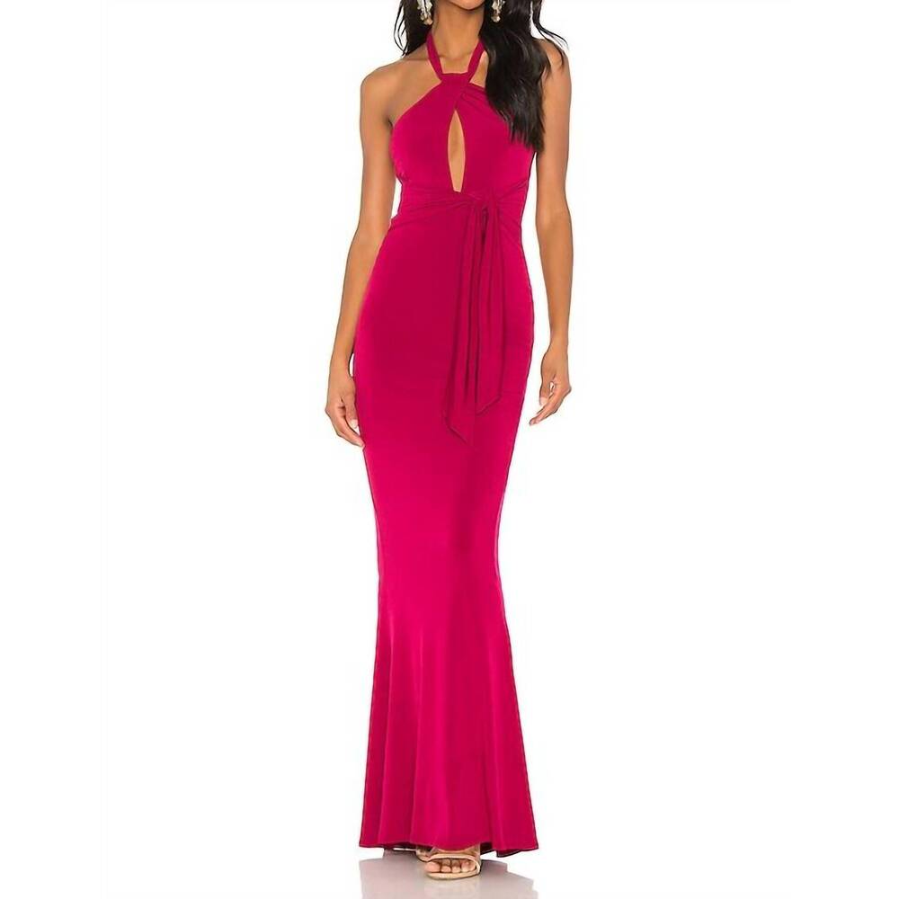 NEW NOOKIE crave halter gown in ruby